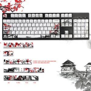 Plum Blossom Keycap 128Keys Set Cherry Profile PBT Keycaps Set for 61/64 - Picture 1 of 10