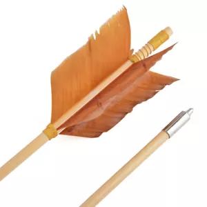 6/12 X 32'' Archery Wooden Arrow Indonesian White Wood Turkey Feather Shooting - Picture 1 of 36