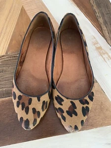 MADEWELL 6.5 Flats Brown Tan Calf Hair Leopard Animal Print Flats Women - Picture 1 of 9