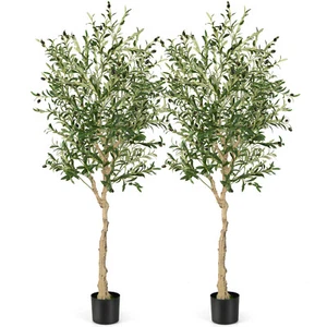 2-Pack Artificial Olive Tree Tall Faux Potted Olive Plants 1296 Leaves 1.85M - Picture 1 of 11