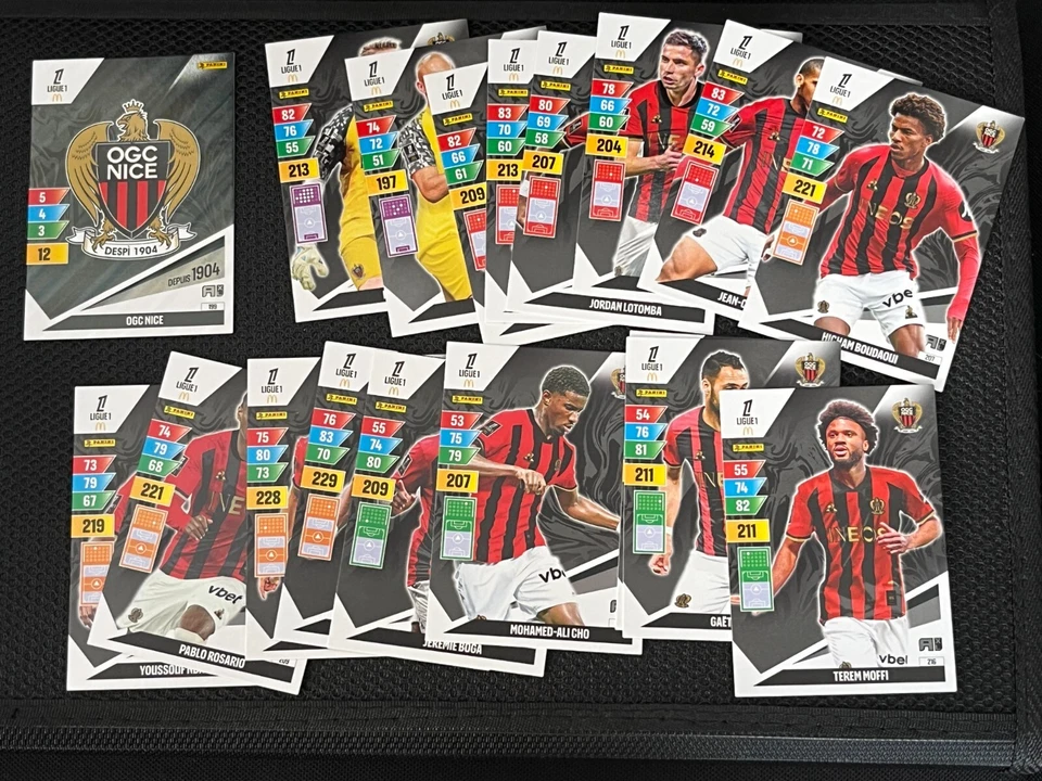LOT 18 CARDS CARTES PANINI ADRENALYN XL FOOT 2024/25 EQUIPE OGC NICE COMPLETE - Photo 1/1