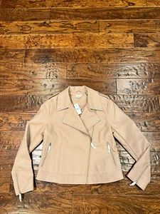 Loft Faux Leather Moto Jacket, Pastel pink, Sz 14 NWT - Picture 1 of 9