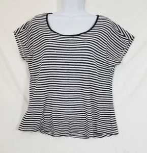 Talbots schwarz & weiß gestreifte Damenbluse mit Flügelärmeln Größe Medium - Bild 1 von 4