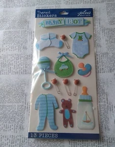 Jolee's Boutique Baby Boy Scrapbooking Sticker Outfit Bottle Bib Teddy Bear 13PC - Picture 1 of 2