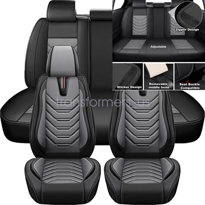 For Infiniti Car 5-Seat Cover Luxury Leather Cushion Full Set Front&Rear Black - Изображение 1 из 4