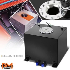 5 Gallon Lightweight Aluminum Black Fuel Cell/Gas Tank+Level Sender Polished Cap - Picture 1 of 5