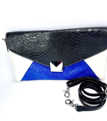 Bolso de Mano Cosmopolitan Y2K - Negro Azul Blanco, Correa Desmontable Rara y Elegante Foto 1 de 4