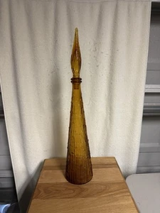 4248 Vtg 1960’s Empoli Glass Genie Bottle Wax Drip With Stopper Made In Italy - Picture 1 of 9