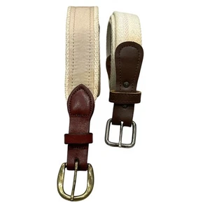 Youth Belts Canvas Leather Classic Party School Beige Lot Of 2  - Picture 1 of 7