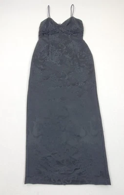 Vtg 80s Jessica McClintock Gunne Sax Strappy Black Jacquard Cocktail Dress 7/8 - Image 1 of 4