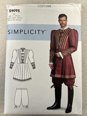 UNCUT Simplicity S9095 Mens Doublet & Pantaloons Ren Fair Costume 34-42 Pattern - Image 1 of 3