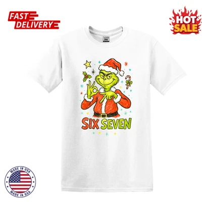 SALE Christmas Six Seven Grinch Inspired Unisex Graphic Fan T-Shirt - Size S-5XL - Image 1 of 3