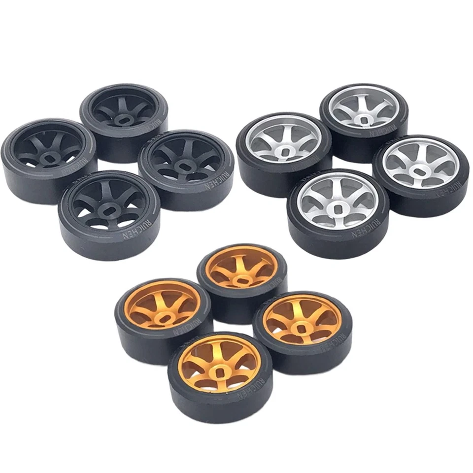 4 pièces 1/28 dérive pneu jante et pneus pour Wltoys Mini-Z Modification - Photo 1/1