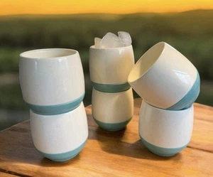 Juego de 6 tazas de pared dobles vintage VACRON BOPP - DECKER turquesa blanco roto EPOC - Imagen 1 de 4