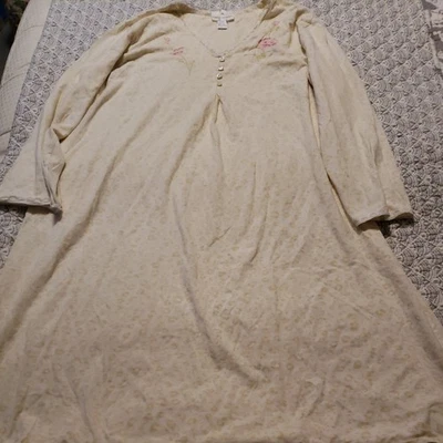 Camisón beige estampado animal L Carole Hochman 100 % algodón hecho en Turquía ¡tan suave! Foto 1 de 4