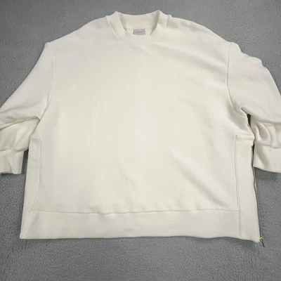 Varley Sweatshirt Womens 2X White Ivory Ribbed Crewneck Side Zip Pullover Luxory - Image 1 of 4