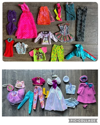 Mattel Barbie Doll Clothes Lot Of 32 Pink & Purple Tag Clothing + Accessories - Image 1 of 4
