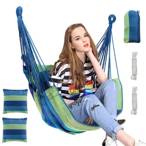 Hanging Hammock Swing Chair Safe Wide Seat Indoor Outdoor Garden Patio Chair UK - Picture 1 of 15