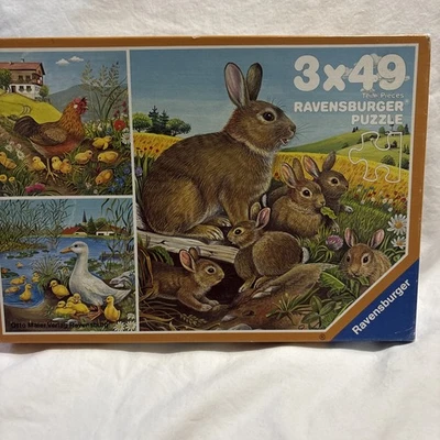 Vintage Ravensburger “Tierkinder” Animal Children 3x49 Puzzle Otto Maier Verlag - Image 1 of 4