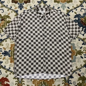 VTG Natural Issue Abstract Checkered Geometric Short Sleeve Button Up Shirt XL - Picture 1 of 4