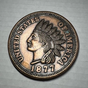 Vintage Oversized 3" 1877 Novelty Indian Head Penny Large Cent USA Coin One Cent - Picture 1 of 8