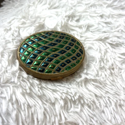 De colección Avon Empress Polvo Compacto Verde Azul Esmalte Espejo Maquillaje Elegante Foto 1 de 4