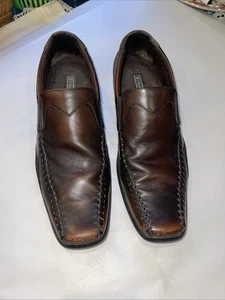 Stacy Adams Slip On Loafer Square Toe Mens Cognac Dress Shoes 10.5M Stretch - Picture 1 of 14