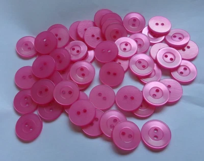 LOT OF 50 PINK COLOR 11/16th INCH 2 HOLE BUTTONS, NEW - Image 1 of 2