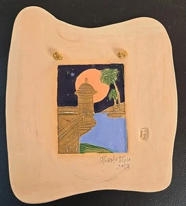 Ceramic and Enamel El Morro, historic fort in San Juan, Puerto Ric Signed 2013 - Picture 1 of 6