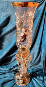 Antique Candelabra Candle Holder w/ Shade & Crystals Portieux 22" tall France - Picture 1 of 20