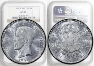 SWEDEN, Gustaf V, 2 Kronor 1915, NGC MS 62 - Picture 1 of 8