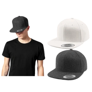 Flexfit by Yupoong Melton Wool Snapback 6689M - Unisex Flat Peak Baseball Cap - Foto 1 di 8