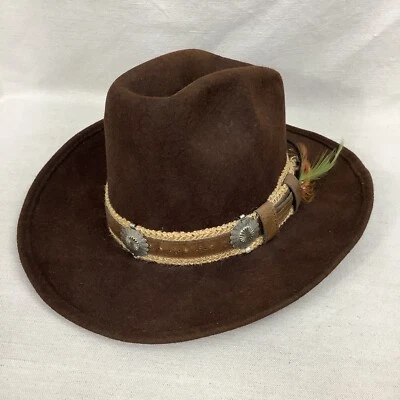 Sombrero de Vaquero Western Vintage 100% Lana Marrón Alto Trail Boss WPL 5923 6 7/8 Foto 1 de 4