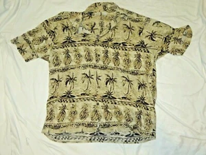 Camisa para hombre Falls Creek M botón medio tostado palmeras hawaianas manga corta - Imagen 1 de 6