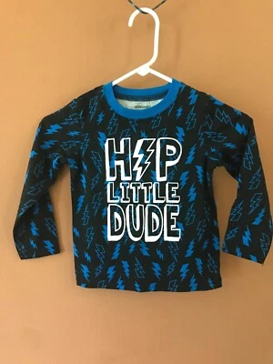 Wonder Kids Boys Crew Neck Graphics T-Shirt Long Sleeves Black Blue Size 4T - Image 1 of 3