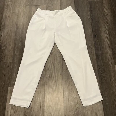Chico’s White Pants 100% Polyester Dressy Pull On Elastic Waist Size 00R / 2R - Image 1 of 4
