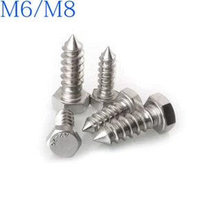 M6 M8 304 A2 EDELSTAHL BUSSCHRAUBEN SECHSKANTKOPF VERZÖGERUNGSSCHRAUBEN HOLZSCHRAUBEN - Bild 1 von 4