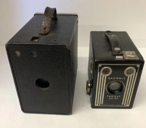 Two Vintage Box Cameras Brownie Target Six-20 And One Unbranded Untested - Picture 1 of 5