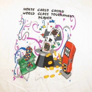 New VINTAGE MONTE CARLO CASINO LAS VEGAS POKER TOURNAMENT TEE T SHIRT Mens XL - Picture 1 of 5
