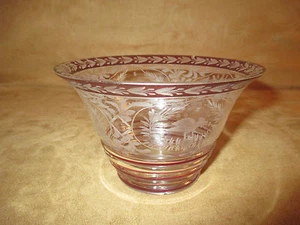 Ancienne grande verrine à confiture en cristal de bohème gravé fin XIX ème - Picture 1 of 5