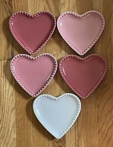 5 Williams Sonoma Heart Appetizer Plates 6 1/4"