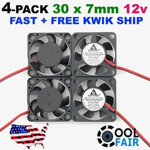 GDSTIME 30mm x 30mm x 7mm 12v DC 3007 Brushless Cooling Fan PH 2.0 4Pcs - Picture 1 of 5