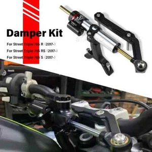 For STREET TRIPLE 765 S/R/RS 2017-2022 CNC Steering Damper Bracket Kit Shock - Picture 1 of 18