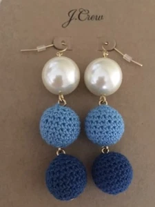 NWT J.Crew  Crochet bead-and-pearl drop RIVERSIDE AQUA Earrings$65 - Bild 1 von 2