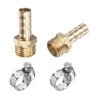 2 Set Brass Hose Fittings Straight 8Mm Barb X G1/4 Male Thread With Hose Clamps