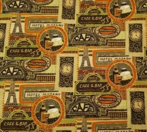 24" European Avenue Print Concepts Paris Rust Olive Brown w/ Gold Accents - Picture 1 of 3
