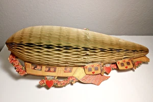 Antique Paper Zepplin Blimp Hindenburg Made In Germany Los Angeles American Flag - Picture 1 of 6