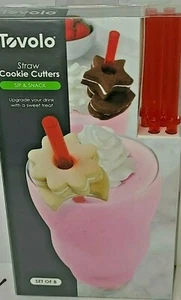 Tovolo Mini Cookie Cutters & Straws 8 Set Bite-Sized Heart Star Flower Moon - Picture 1 of 4