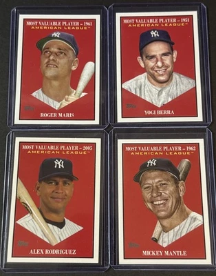 2025 Topps Update Baseball MLB Yankees Mantle Arod Yogi Maris MVP Legend Lot 4 - Image 1 of 2
