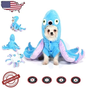 Dog Cat Octopus Halloween Costume L Blue Soft Velvet - Picture 1 of 8